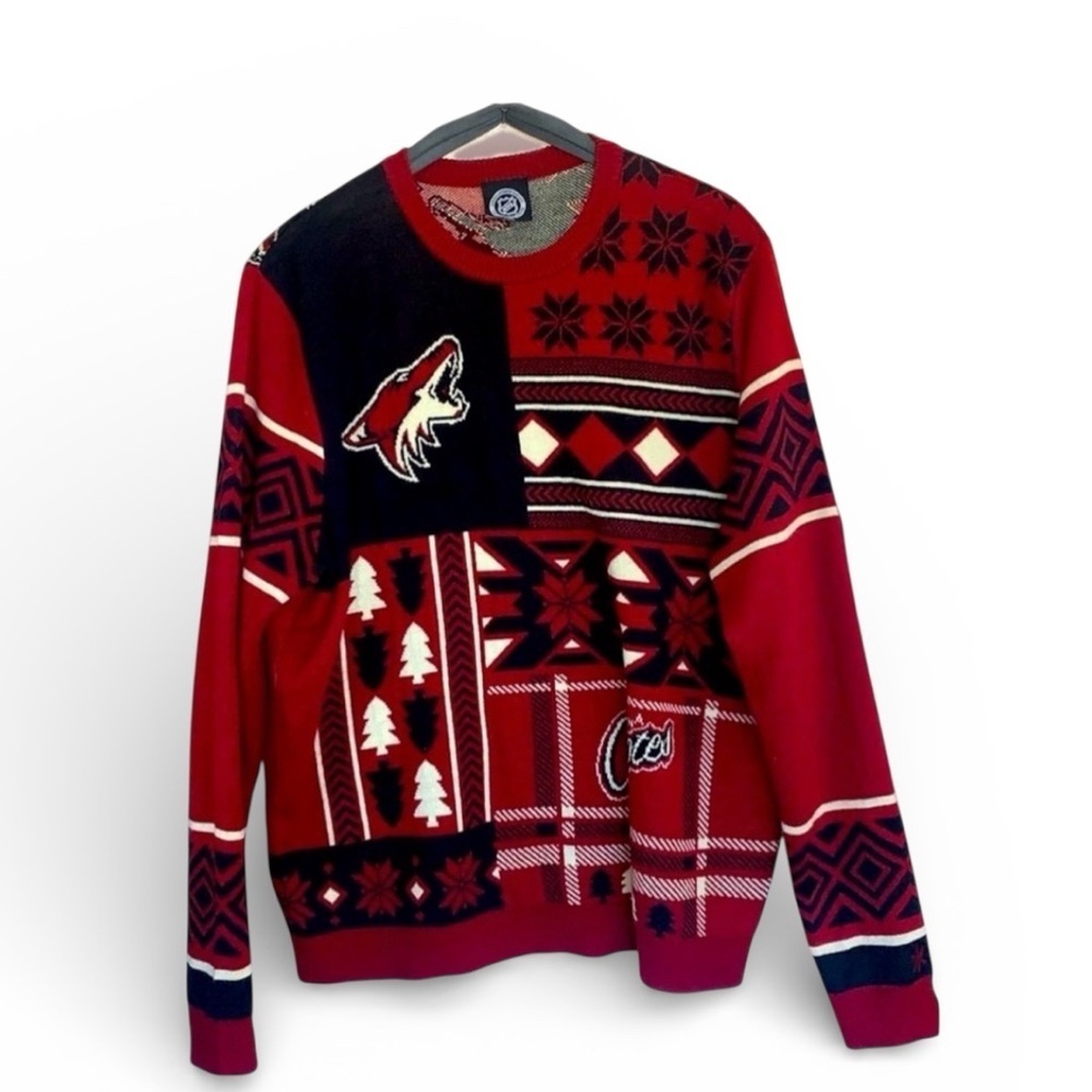 Official NHL Phoenix Coyotes Sweater, 4XL, maroon black, EUC, oversized warm